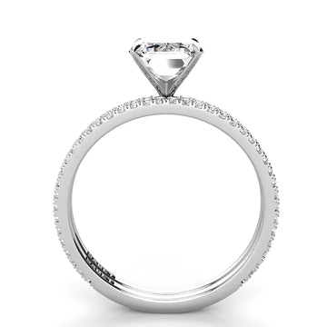 Solitaire Emerald Diamond Engagement Ring Set